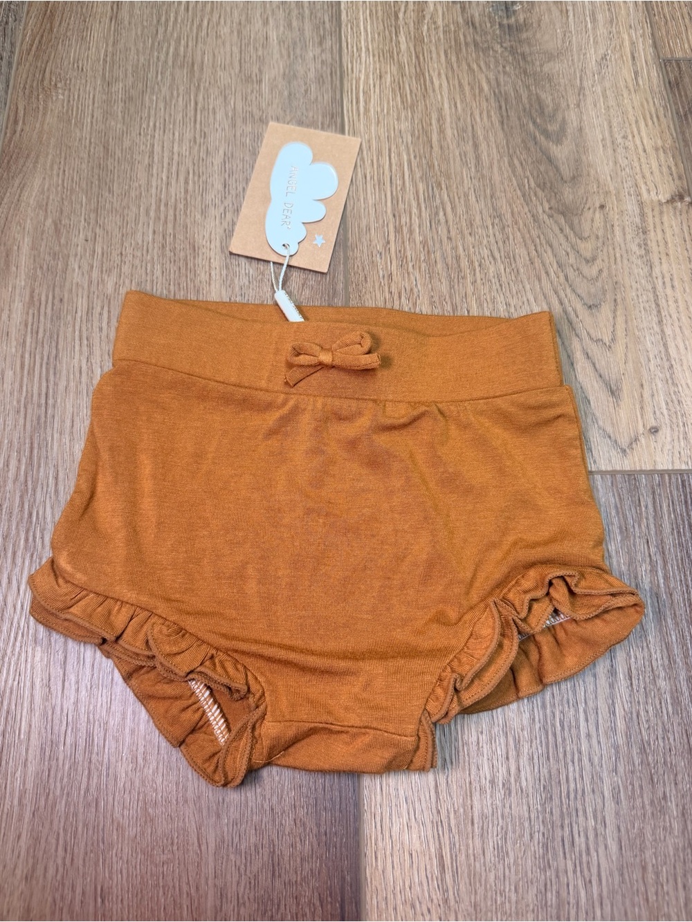 Angel Dear Ruffle Baby Bummies Bloomers Camel Brown Bamboo 12-18M NWT Boutique